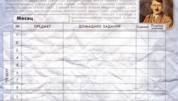 «Подпись учителя»: в России начали штамповать школьные дневники с портретами Гитлера (ФОТО)